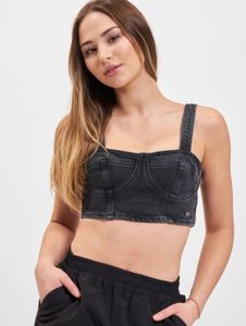 Camiseta elástica moderna de Tommy Jeans para mujer, de algodón, color negro.