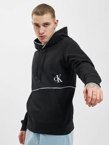bequemer Calvin Klein Herren Hoodie Kordelzug Rippbündchen mit Baumwolle Schwarz