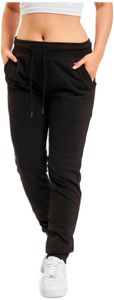 Pantalones casuales de mujer Just Rhyse con bolsillos, de algodón, color negro.