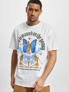 Camiseta deportiva Lost Youth para hombre, corte oversize, 240 g/m², algodón, blanca.