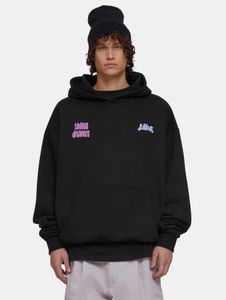 Sudadera con capucha para hombre de Casual Lost Youth con puños y capucha acanalados, 460 g/m² de algodón, color negro.