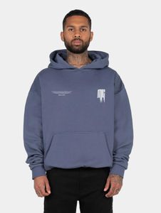 Modern MJ Gonzales men's hoodie, large hood, ribbed cuffs, 460 g/m² cotton, blue