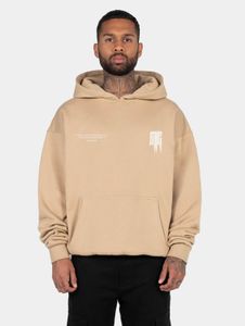Sudadera moderna para hombre MJ GONZALES con puños y capucha acanalados, 460 g/m² de algodón, color beige.