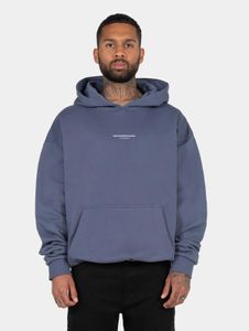 Sudadera moderna para hombre de MJ Gonzales, capucha grande, puños acanalados, 460 g/m² de algodón, azul.