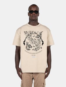 Cómoda camiseta oversize para hombre de MJ Gonzales, 240 g/m², algodón, color beige.