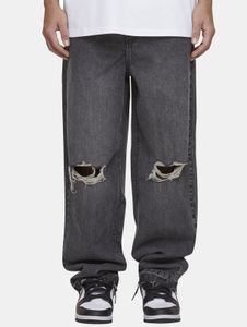 Jeans da uomo moderni MJ Gonzales, con zip, vestibilità oversize, in cotone, colore antracite