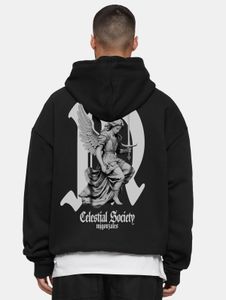 Sudadera con capucha moderna para hombre de MJ Gonzales, 460 g/m², algodón, negra.