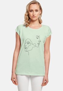 Camiseta cómoda Mister Tee para mujer, 140 g/m², algodón, verde pastel.