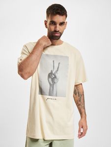 Camiseta deportiva Mister Tee para hombre, 180 g/m², de algodón color beige.