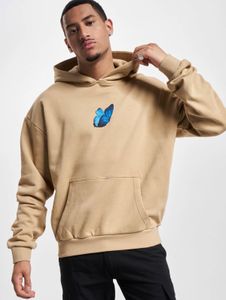 lässiger Mister Tee Herren Hoodie große Kapuze Rippbündchen 460 g/m² mit Baumwolle Beige