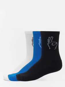 Calcetines elásticos unisex Mister Tee cómodos, de algodón, en negro/blanco/azul.