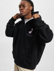 bequemer Mister Tee Herren Hoodie Kordelzug Reißverschluss mit Baumwolle Schwarz