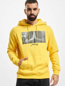 Sudadera con capucha Soft Mister Tee para hombre, capucha grande, cordón ajustable, algodón de 300 g/m², color amarillo.