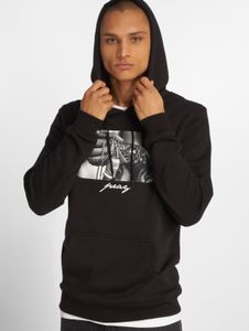 Sudadera con capucha Soft Mister Tee para hombre con cordón ajustable y puños acanalados, 300 g/m² de algodón, color negro.