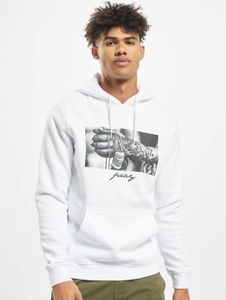 moderner Mister Tee Herren Hoodie Rippbündchen Kapuze 300 g/m² mit Baumwolle Weiß