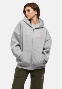 Sweat à capuche décontracté Felicious pour femme, fermeture éclair, poignets côtelés, coton, gris