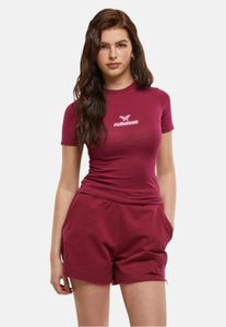 sportliches Felicious Damen T-Shirt Stretch Rippbündchen mit Baumwolle Rot
