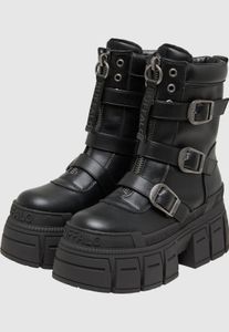 Botas casuales Buffalo para mujer, negras