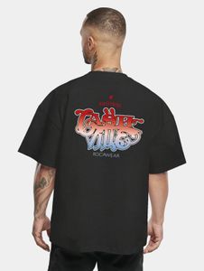 Cómoda camiseta oversize para hombre de Rocawear, 300 g/m², algodón, negra.