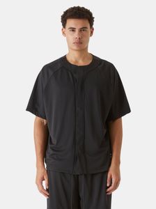Polo moderno 9N1M SENSE para hombre con cordón ajustable, corte recto, algodón, negro.