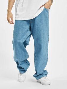 Comodi jeans da uomo Southpole con chiusura a zip, polsini a coste e fodera in cotone, colore blu.