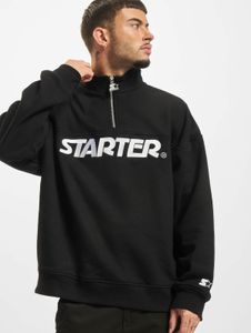 Comfortable STARTER men's sweatshirt with zipper, fleece, 380 g/m² with cotton, black