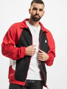 Modern starter men's jacket with pockets, ribbed cuffs, 280 g/m², black/red