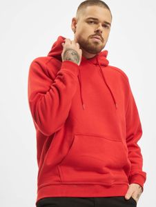 Sudadera con capucha para hombre Casual Urban Classics con puños y capucha acanalados, 380 g/m² de algodón, color rojo.