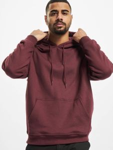 Felpa con cappuccio da uomo URBAN CLASSICS morbida, con coulisse, in maglia a coste, 380 g/m² di cotone, rosso bordeaux.