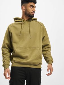 Felpa casual da uomo URBAN CLASSICS con coulisse, lavorazione a coste, cotone 380 g/m², verde oliva