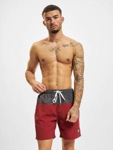 Versatile Urban Classics men's trousers with drawstring and zipper, 120 g/m², red/grey