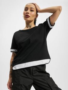 Camiseta de mujer Modern Urban Classics, de malla, 240 g/m² con algodón, negro/blanco