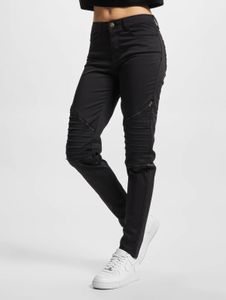 Jeans ajustados elásticos para mujer de Stylish Urban Classics con cierre de cremallera, de algodón, color negro.