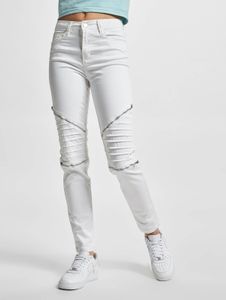 Jean skinny stretch pour femme, coupe confortable, en coton blanc, avec fermeture éclair, de la marque Urban Classics.