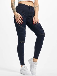 Vaqueros ajustados elásticos de algodón con cremallera, de Modern Urban Classics, para mujer, color azul.