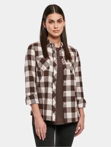 modernes Urban Classics Damen Polo-Shirt 125 g/m² mit Baumwolle Braun/Creme-Weiß