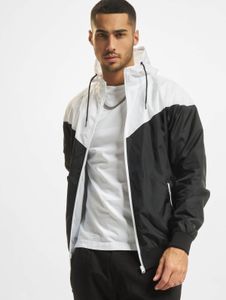 Veste homme décontractée URBAN CLASSICS avec fermeture éclair et capuche, 75 g/m², noir/blanc