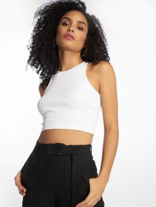 T-shirt casual da donna Urban Classics, in maglia a coste elasticizzata, 180 g/m², in cotone, bianca