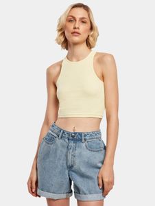 Cómoda camiseta elástica Urban Classics para mujer, 180 g/m², algodón, amarillo pastel.