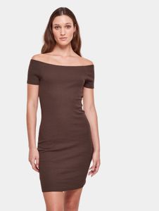 Stylish Urban Classics women's dress, stretch rib knit, 180 g/m² with cotton, brown