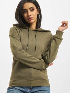 Sudadera con capucha moderna para mujer de URBAN CLASSICS con puños y capucha acanalados, 300 g/m² de algodón, color caqui.