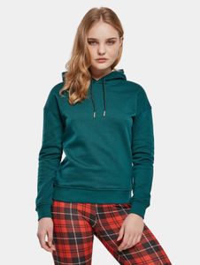 Felpa con cappuccio da donna Urban Classics, morbida, con coulisse e polsini a coste, 300 g/m² di cotone, verde.