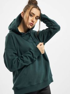 Sudadera con capucha informal para mujer de URBAN CLASSICS con puños y capucha acanalados, 300 g/m² de algodón, color verde.