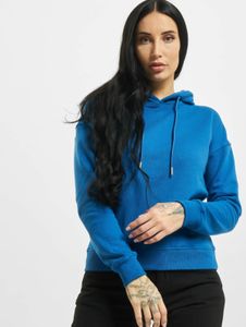 Modern Urban Classics women's hoodie with drawstring and ribbed cuffs, 300 g/m² cotton, blue