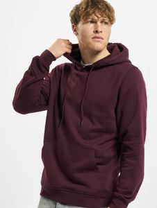 Sudadera con capucha Soft Urban Classics para hombre con cordón ajustable y puños acanalados, 300 g/m² de algodón, rojo burdeos.