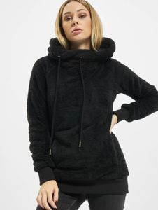lässiger Urban Classics Damen Hoodie Kordelzug Kapuze 320 g/m² Schwarz