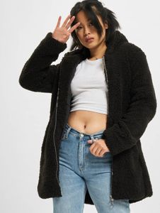 lässige URBAN CLASSICS Damen Jacke große Kapuze Reißverschluss 310 g/m² Schwarz