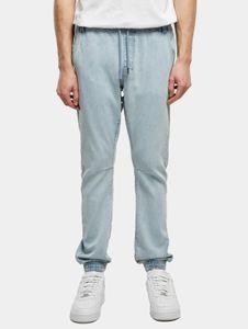 Pantalones vaqueros modernos URBAN CLASSICS para hombre, elásticos, con cordón ajustable y bolsillos, de algodón, color azul.