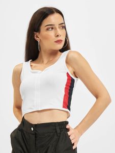 Camiseta elástica de mujer Casual Urban Classics con cremallera, 210 g/m², blanco/rojo/negro