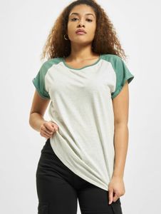 Camiseta casual urbana clásica para mujer, 140 g/m², algodón, crema-beige/verde